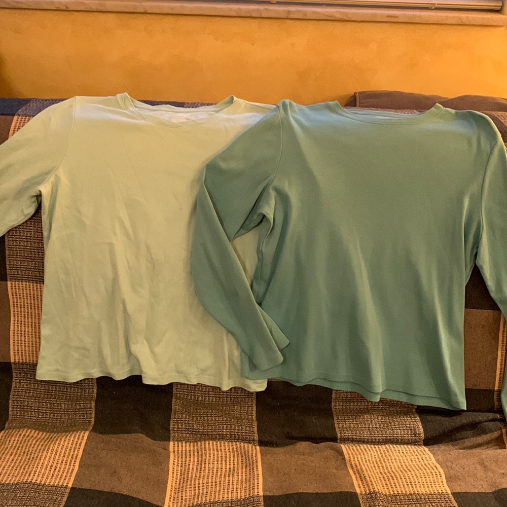 Mystery box of 2 light blue casual long sleeve knit tops szL as pictured - Picture 2 of 8